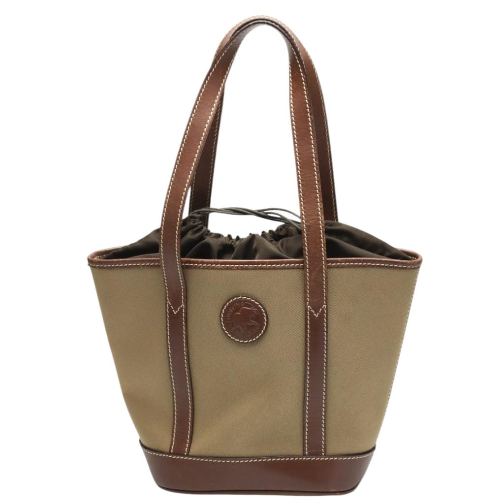 HUNTING WORLD Mini Tote Handbag Canvas Khaki X Brown Unisex 4620969 Used