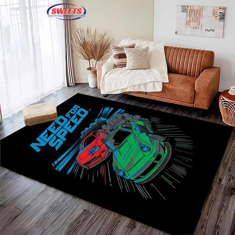 

New Arrive Racing Car Theme HD Room Carpet for Living Room Bedroom Sofa Doormat Decor Rug, Kid s Game Non-slip Floor Durable Mat 40x60cm (16x24in)