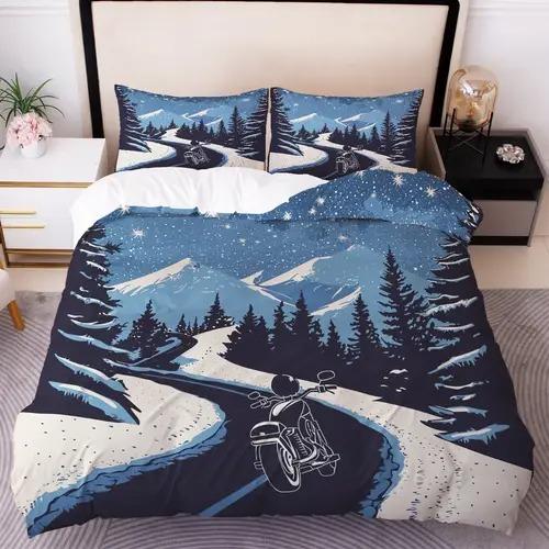 Comforter Snow Mountain Snow Mountain Background Skiing Theme Suitable For Children Kids Adults Warm Breathable