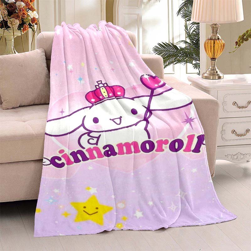 This 3D Adorable My Melody and Cinnamoroll Cartoon Flannel Blanket Is Comfortable and Soft, Suitable for Use In Bedrooms, Beds,