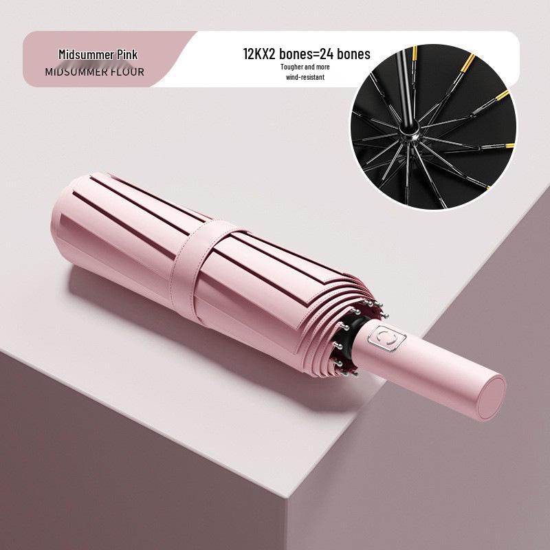 Extra Large Reinforced Automatic Sun & Rain Umbrella with Anti-UV Sunshade and Logo Print