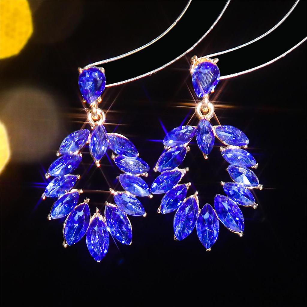 European and American Luxury Colorful Rhinestone Flower Stud Earrings for Women