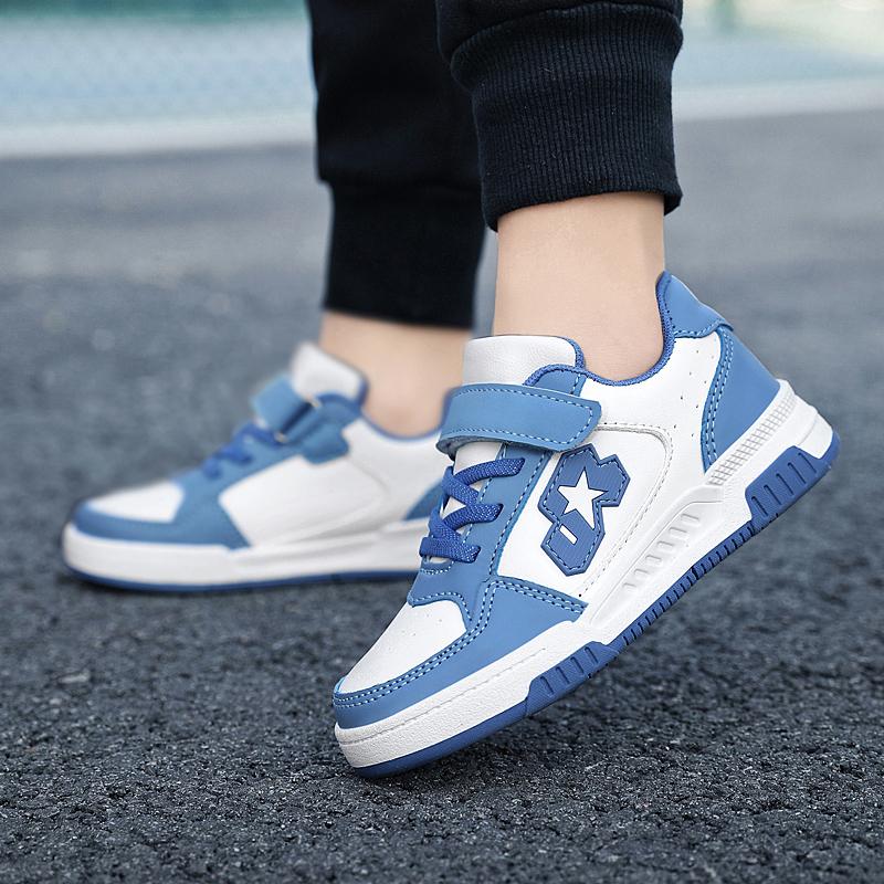 2025 Blue Skateboard Shoes Kids Sneakers Boys Comfortable Leather Casual Sneakers Child Outdoor Non-slip Children's Sports Shoes