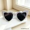 Pink Heart Pearl Sunglasses with English Letter Design for Girls' Birthday Parties