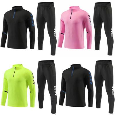 Herren-Fußballtrainingsanzug mit halbem Reißverschluss und langen Ärmeln für Herbst/Winter – Schülerklassenuniform mit Druckdesign