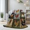 2D Flat Printing, Vintage Plaid Rooster Patchwork Flannel Small Blanket Office Nap Blanket, Air Conditioning Blanket Pastoral Literary Style