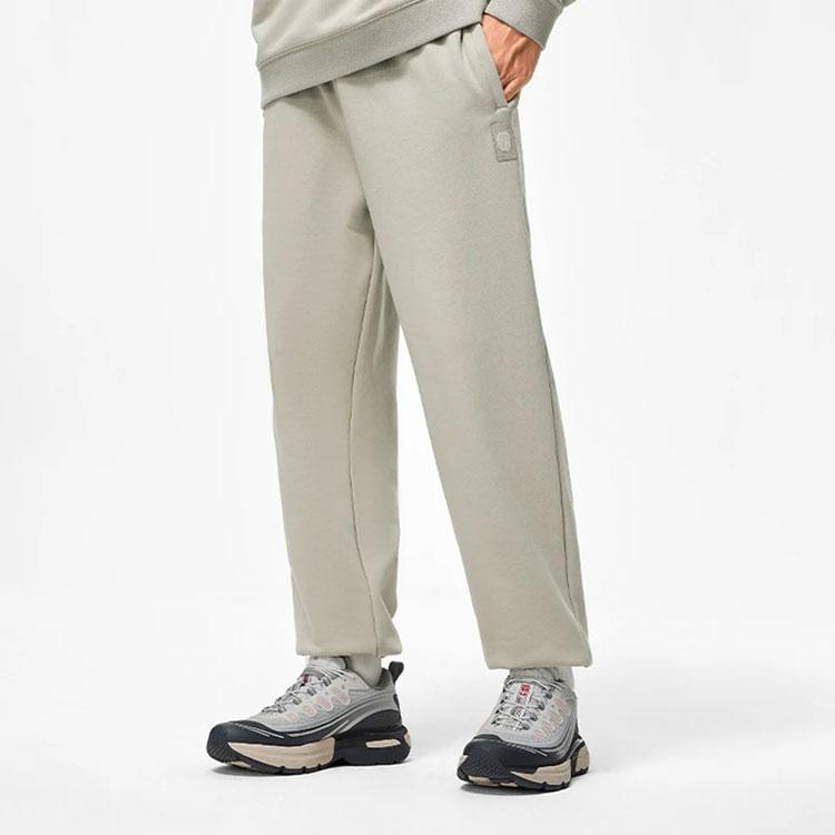 Li Ning China Color Series Solid Mid-Waist Tapered Knit Sports Pants Men Bottoms Stone-Gray AKLT955-7