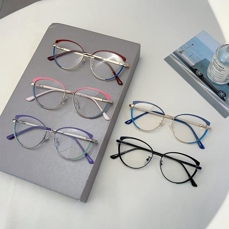 Women Cat Eye Glasses New Fashion Multi-color Rim Blue Light Blocking Sweet Eyeglasses Trendy Stylish Design Eyewear