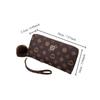Portable Women Long Wallet Large Capacity PU Leather Zipper Coin Purse Long Clutch Bag Fluffy Ball and Printed Decoration
