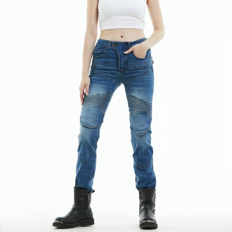 Womens Motorcycle Riding Jeans Pants With Protective Padding Stretch Denim Off-Road Street Use