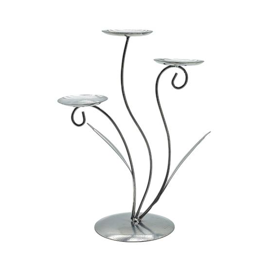 Iron Tulip Candle Holder Decoration 3-Arm Flower Candlestick Home Office Living