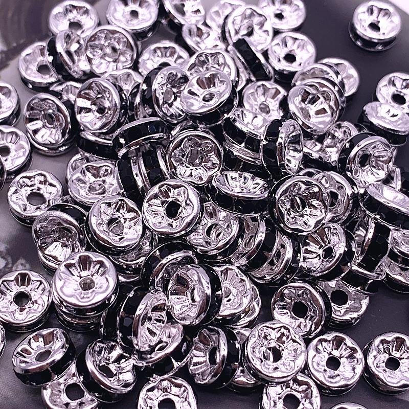 NEW 50pcs 8mm Czech Crystai Rhinestone Glass Round Loose Spacer Beads for Jewelry Making DIY Bracelet Necklace