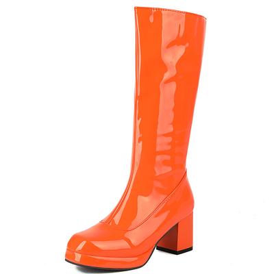 Damen Overknee-Stiefel Plateau Reißverschluss Lange Stiefel Blau Grün Rot Weiß Absatz Partyschuhe Damen Winter-Schuhwerk Schuhe Große Größe