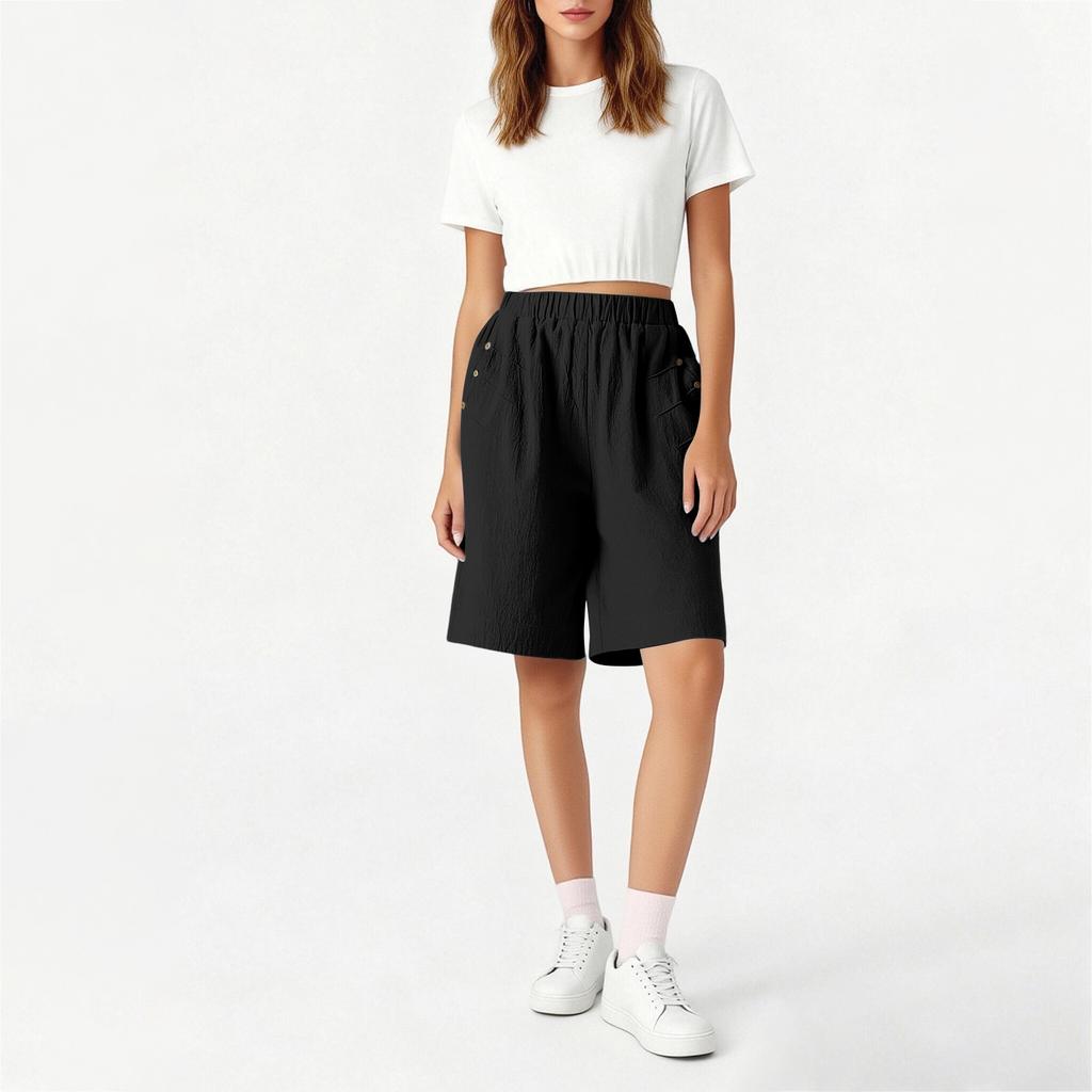 Women's Casual Five-Quarter Pants Color, Straight-Leg, For Home Use