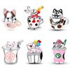 Copper Charms Beads Poker Teacup Rabbit Dog And Coffee Cup Pendants Beads Fit Original Bracelets Fine Diy Jewelry