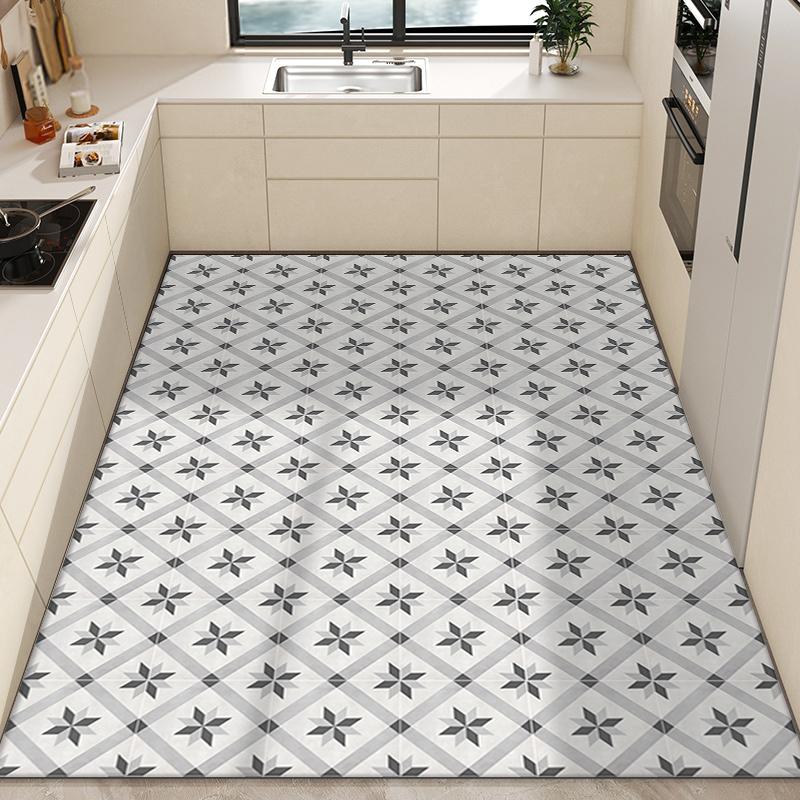 PVC Wipeable Balcony Mat Non-slip Oil-proof Kitchen Rug Refreshing Carpets for Living Room Anti-dirty Leather Rugs for Bedroom