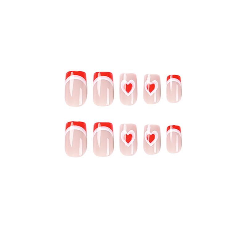 Wearable French Pink & White Swirl Love Heart Valentine's Day Manicure Nails