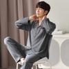 Langsha Men's Pure Cotton Long Sleeve Pajama Set
