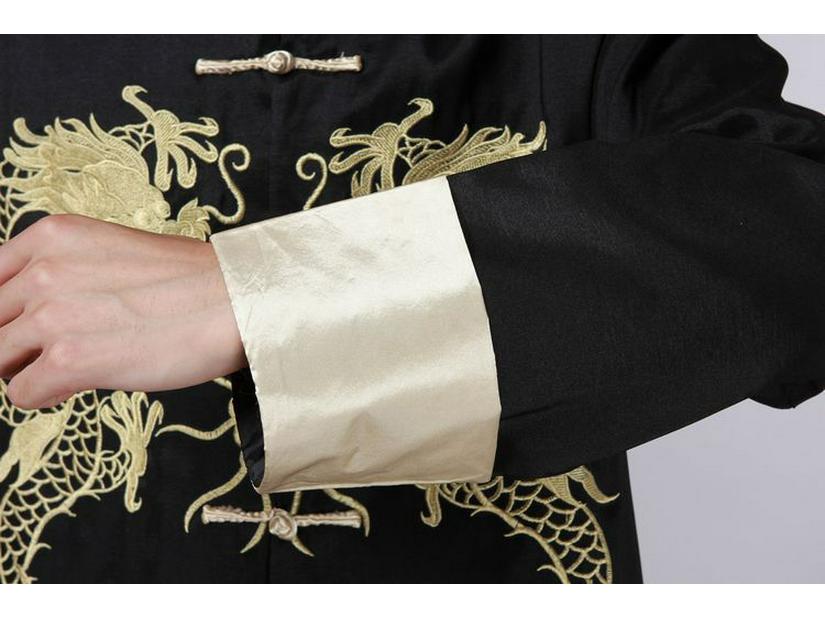 Men's Chinese-Style Retro Embroidered Dragon Tang Suit Long Sleeve Top: Ideal for Formal Events and Performances.