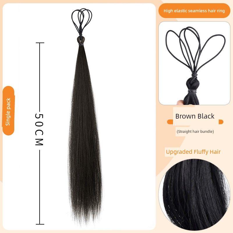 

Самозакручивающийся пучок-парик женский с мелированием, резинка для волос, пушистые искусственные волосы, прическа в виде бутона, низкий пучок, кольцо для волос, удобный гаджет Pure color straight hair style-[Brown black]]