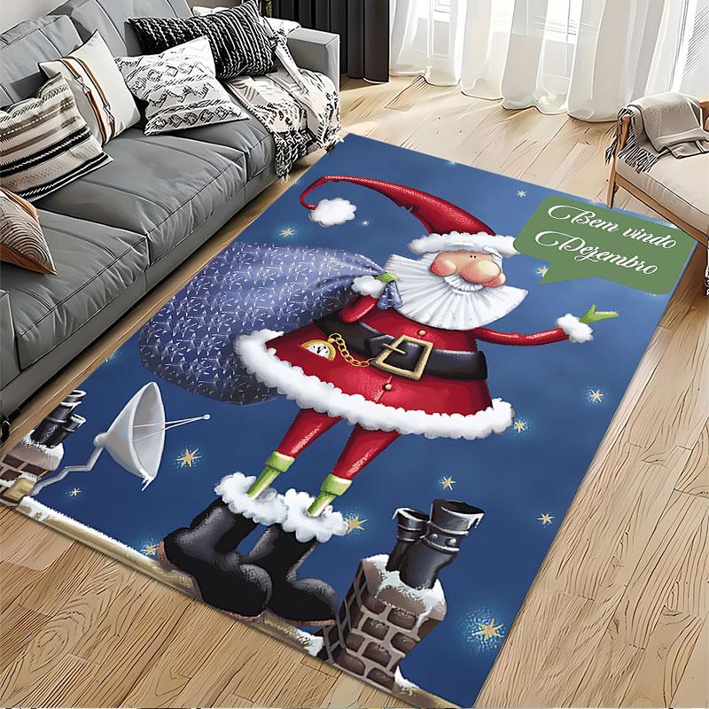 Santa Claus Cartoon Carpet suitable as a non-slip mat for the living room or bedroom sofa