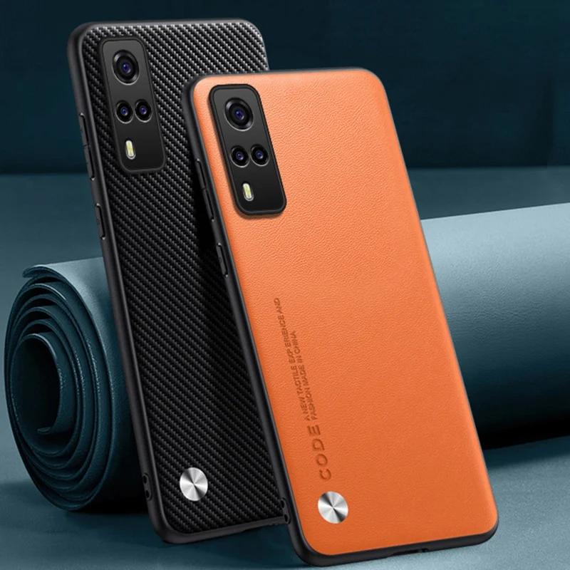 Coque de protection mate en silicone pour téléphone Vivo Y53S 5G Y51A, étui de luxe en cuir PU pour Vivo Y31 Y51 Y51S Y53S 4G, coque arrière