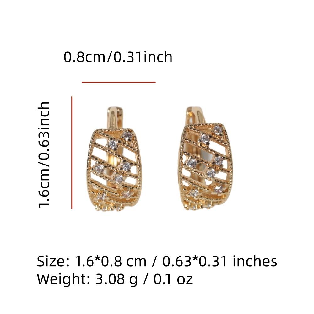 Golden Plated Hollow Zirconia Huggie Hoop Earrings for Women Jewelry Wedding Party Accessories