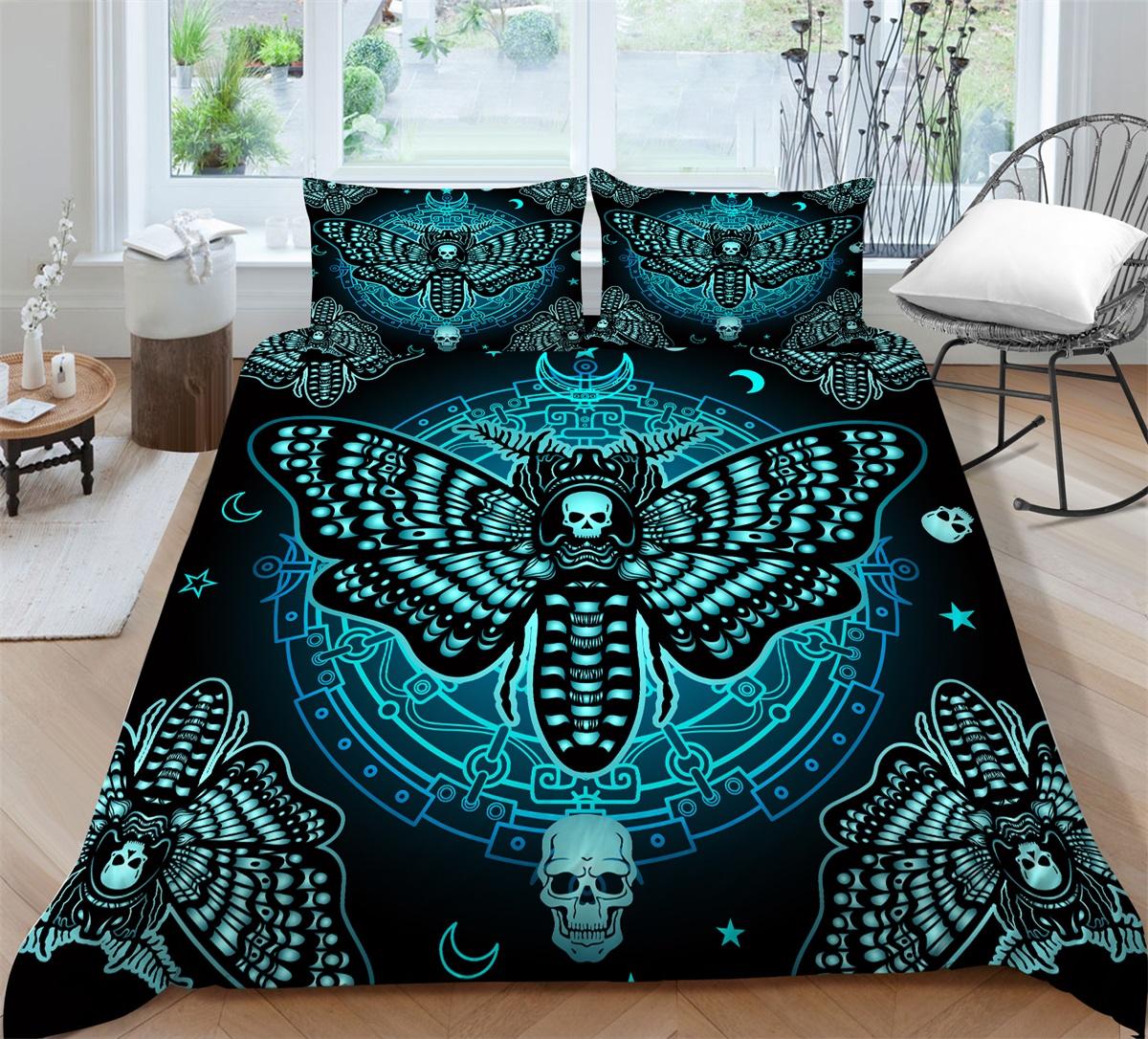 

3D Мотылек Голова Черепа Постельные Принадлежности Полноразмерный Червь Череп Голова Покрывало Набор Ткань из Микрофибры с Молнией Моющиеся Мягкие Украшения Дома Baby 100x135cm