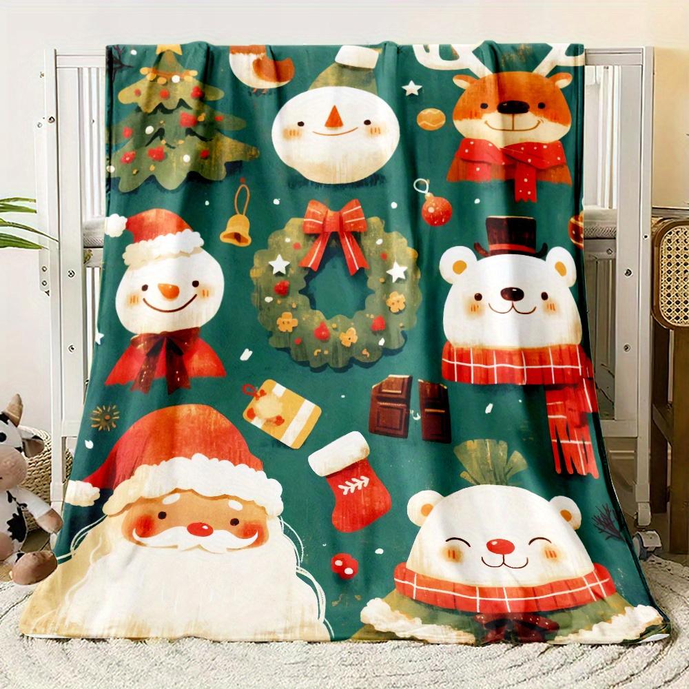 1pc Festive Christmas Flannel Blanket - Lightweight, Soft, Warm Throw for Sofa, Office, Chair, Camping, Travel - All-Season Coar