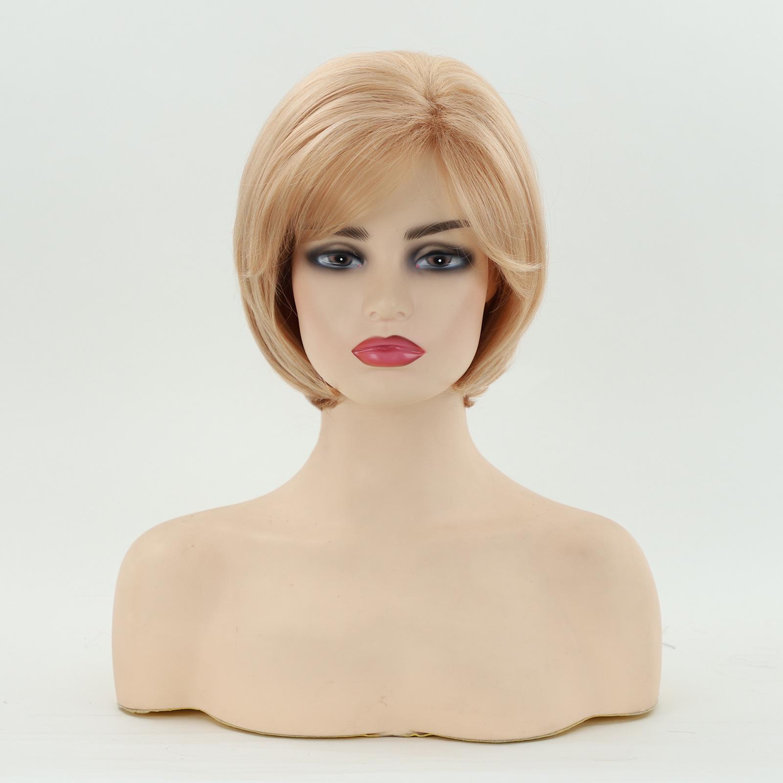 

Синтетические волосы, короткий многослойный парик с челкой, волнистый, блонд, коричневый, красный, розовый, белый, женский, повседневный, для вечеринок, косплея, термостойкое волокно светлый