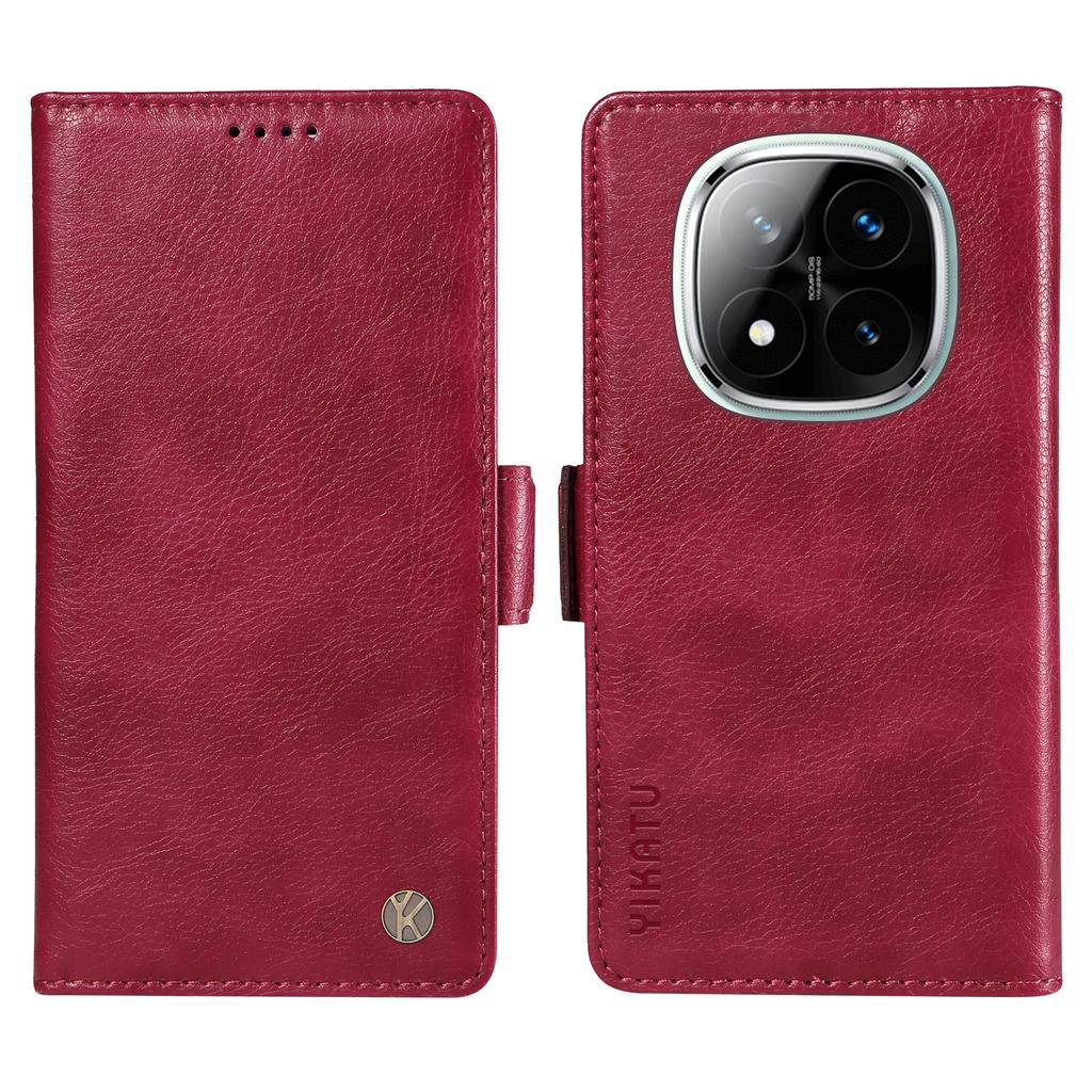YIKATU YK-007 For Xiaomi Redmi Note 14 Pro+ 5G/Note 14 Pro 5G/Poco X7 5G Case Side Buckle PU Leather Phone Cover Litchi Texture