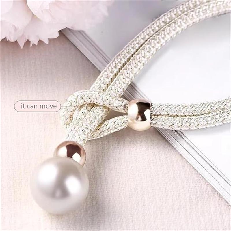 Pearl Curtain Tiebacks, Curtain Pearl Tiebacks, Decorative Fixings, Rope Curtain Tiebacks No Punch Adjustable Pull-outs
