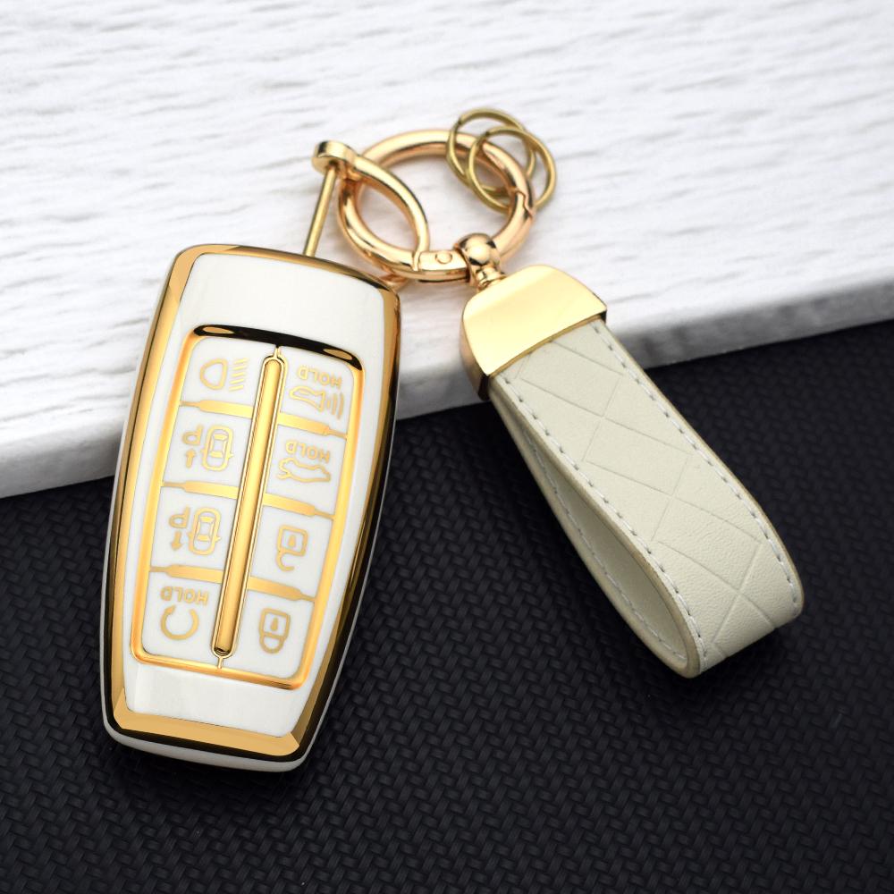 4/8 Buttons Soft TPU Car Key Case Cover for Hyundai Genesis G80 GV70 GV80 GV90 2020-2025 Key Fob Holder Keychain Accessories