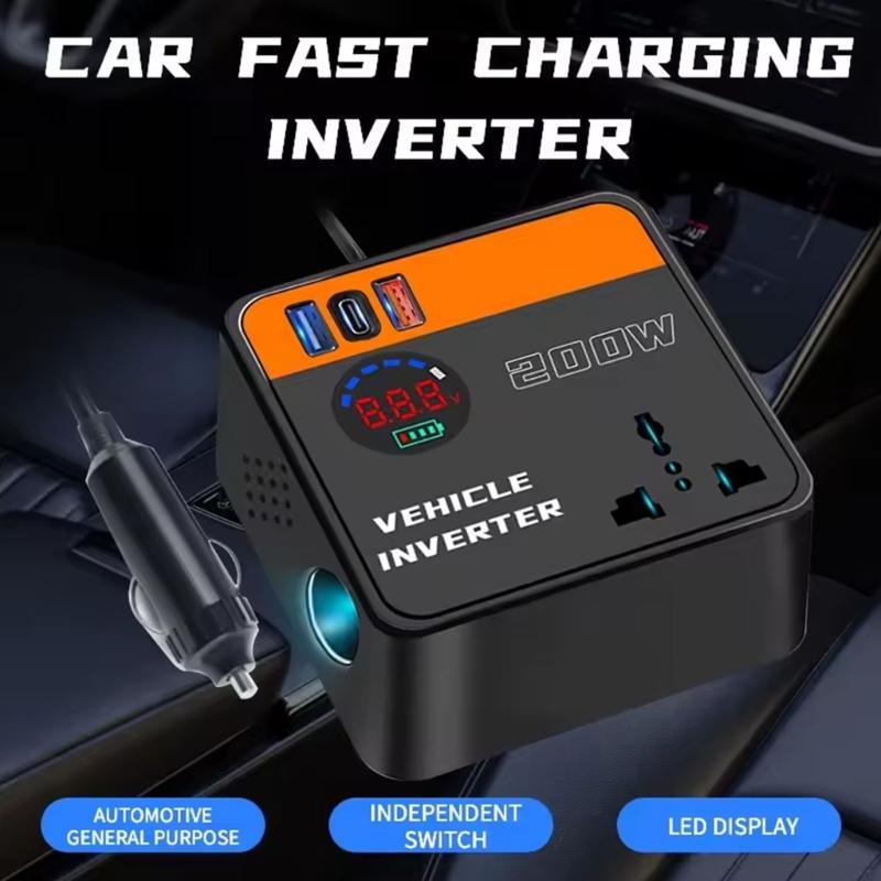 Universal 12V 24V To 110V 220V Electricity Vehicle Power Inverter With LCD Display And Two USB Charging Ports