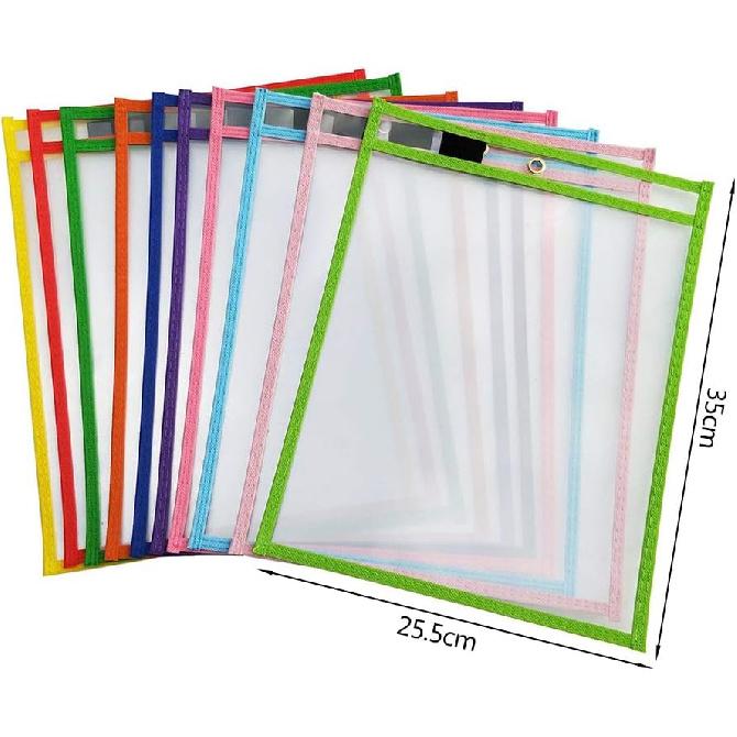 10X File Folder Document Bag Reusable Sheet Protectors for Classroom Teacher Student Office Supplies 10 Colors