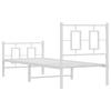 Metal Bed Frame with Headboard and Footboard White 75x190 Cm