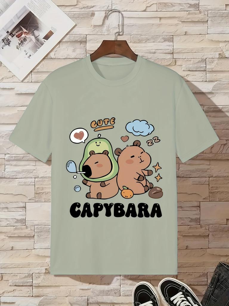 Children's Clothing Capybara Graphic T Shirts Short Sleeve Tops Tee Summer Kids Clothes Crew Neck T-Shirts Fashion Child T-Shirt