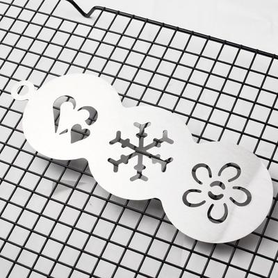 Matrice per Disegno Caffè Tre-in-uno in Acciaio Inossidabile Gadget per Caffè Stampo per Spolverare Torta Decorazione Caffè
