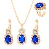 Luxury Sparkling Natural Zirconia Oval Pendant Necklace Earrings Ring Women's Gorgeous 4 Pcs Jewelry Bridal Wedding Accessories