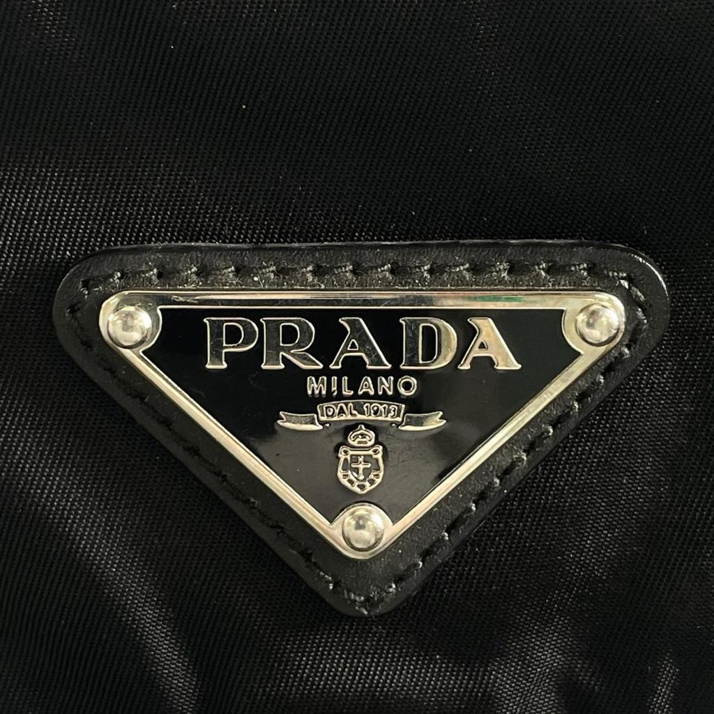 Prada Re-Nylon Triangular Logo Shoulder Bag Nylon Black Women BT0520 Used