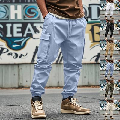 Herenoveralls Casual broek met trekkoord en meerdere zakken Wandelbroeken Katoenen keperstofbroek