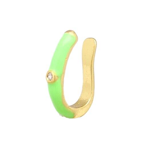 Single One Ear Cuff Neon Green Yellow Bright Fluorescent Jewelry Geometric Round U Clip On Earrings No Piercing Earcuff Aretes