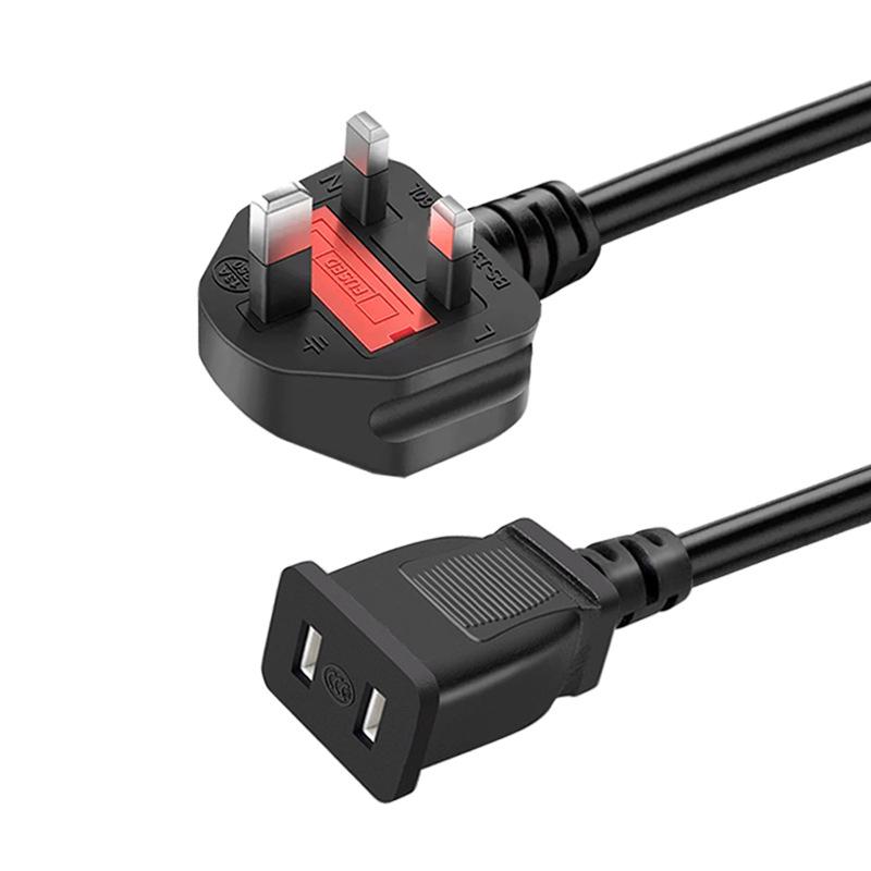 

UK 2-Pin Power Cord & Flat Extension Socket, 0.75 sq mm, 1.5/2m 0.5 mm², 0.5m