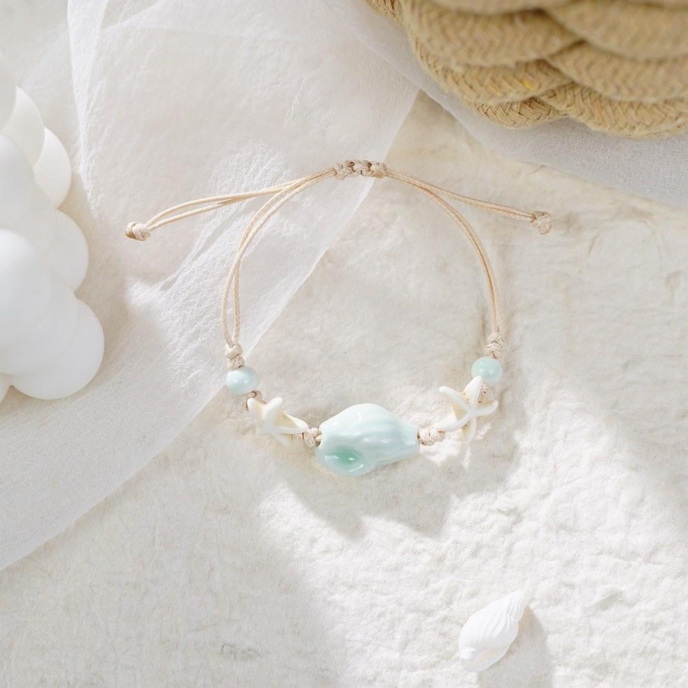 

Браслеты из ракушек морской звезды, плетеные обертывающие браслеты-шармы, ручная цепочка, новые браслеты с бусинами, подарки