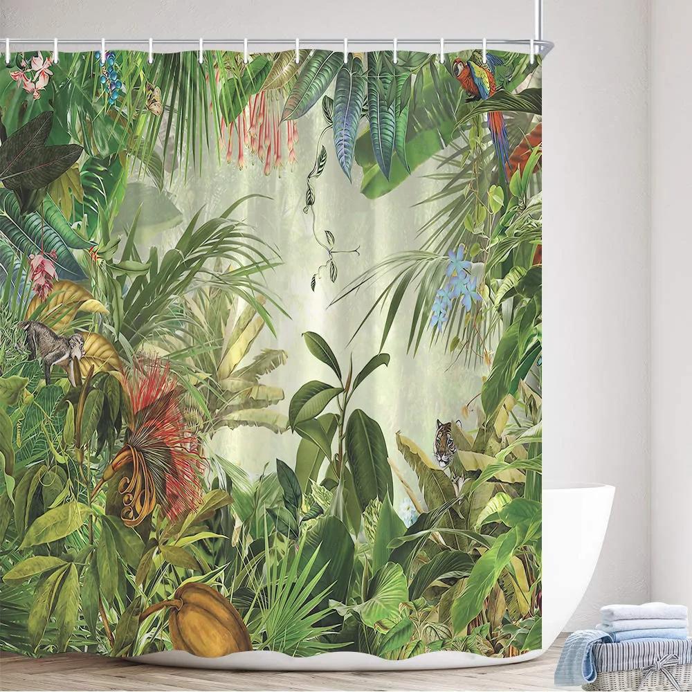 Rustic Flowers Shower Curtains Red Pink Rose Butterfly Sunflower Spring Nature Floral Bath Curtain Set Bathroom Decor with Hooks