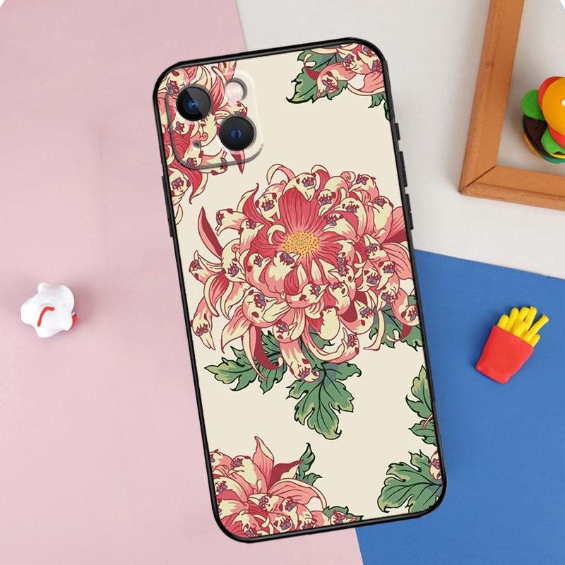 Chrysanthemum Phone Case For iPhone 16 Pro Max 11 12 13 14 15 Pro Max Mini XR 16e 15 16 Plus Cover Shell