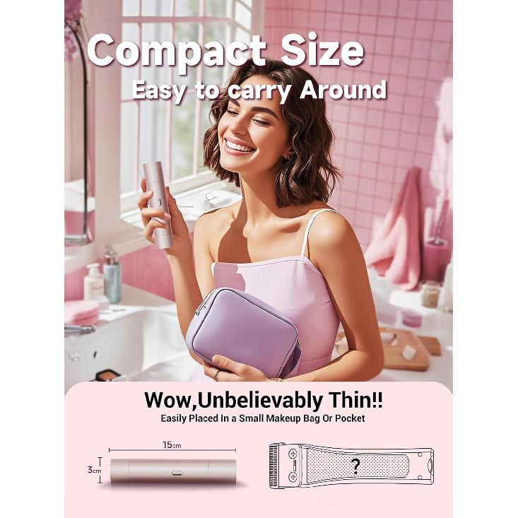 Bikini Trimmer for Women,Shaver with Dual Heads for Body Pubic Hair,Electric Razors for Women,Facial Razor for Travel,IPX7 Waterproof,Smooth Ceramic