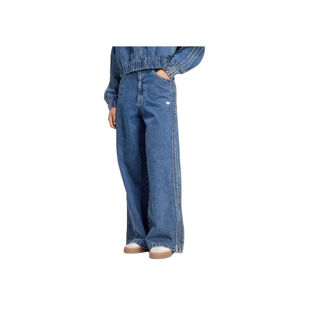 adidas Originals Premium Essentials Jeans a Gamba Larga Vita Alta Chiusura con Zip Logo Ricamato Donna Jeans Blu IW5760