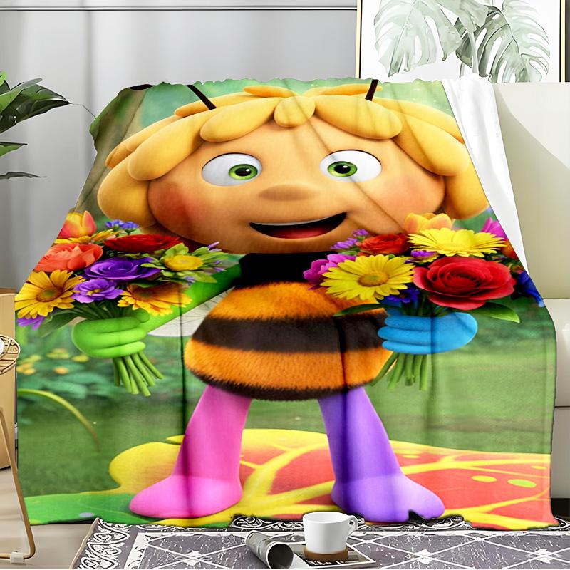Bee Adventure Maya Blanket Flannel Throw for Sofa, Indoor, Camping, Living Room, Office, Chair, And Bed Soft Birthday Gift