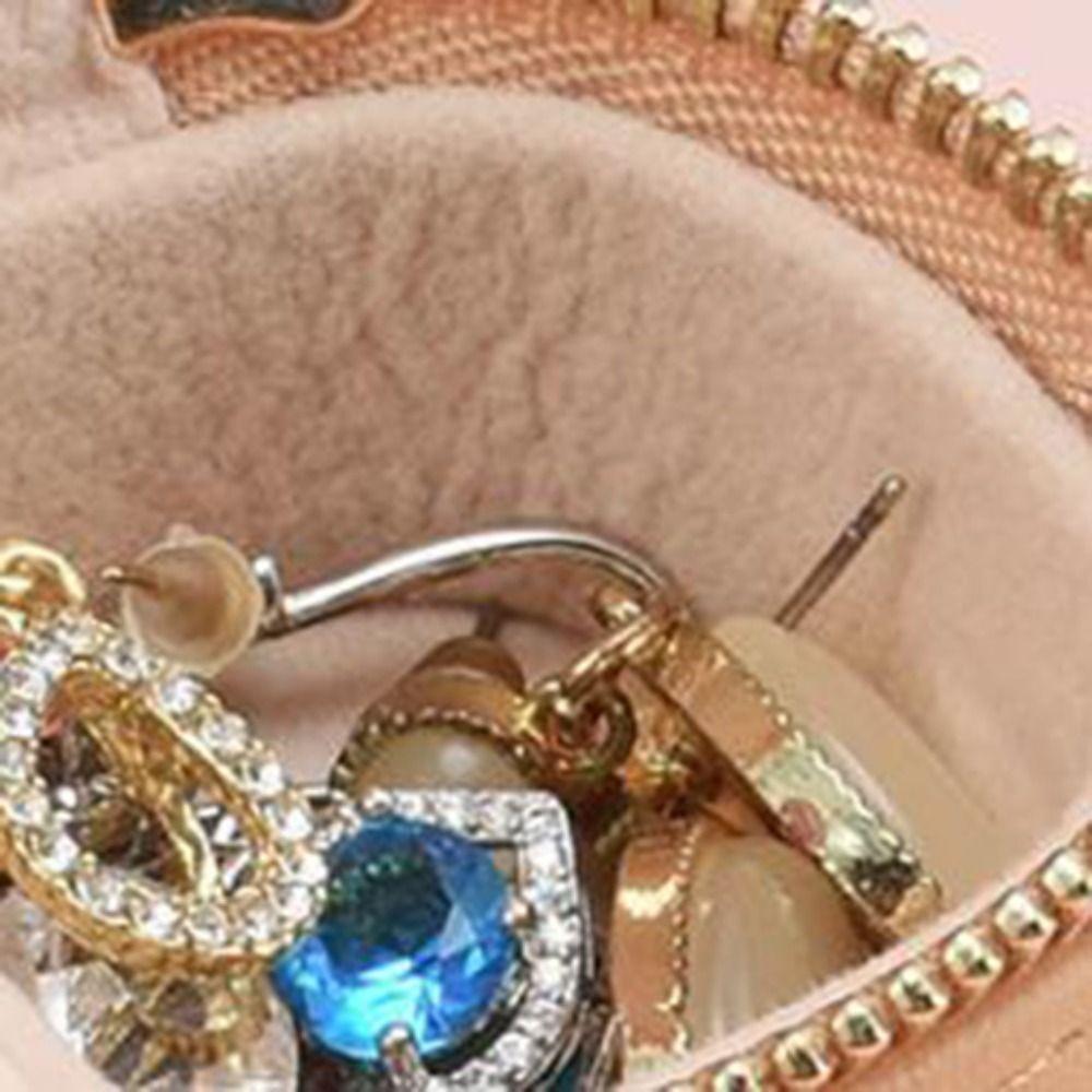 Zipper Necklace Ring Case Vintage Earring Organizer Simple Mini Portable Jewelry Box  Women